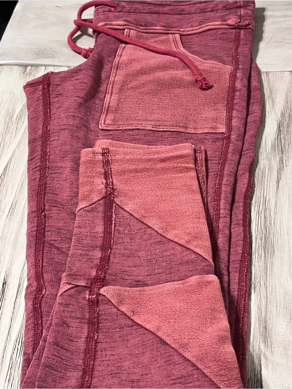 Free People Movement Small Washed Red Patchwork Jogger Sweatpants